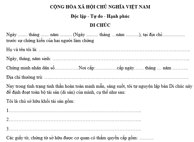 Mẫu chúc thư viết tay chuẩn chỉnh và phía dẫn cụ thể cách viết di chúc bắt đầu nhất Mẫu di thư viết tay chuẩn chỉnh và hướng dẫn cụ thể cách viết di chúc bắt đầu nhất