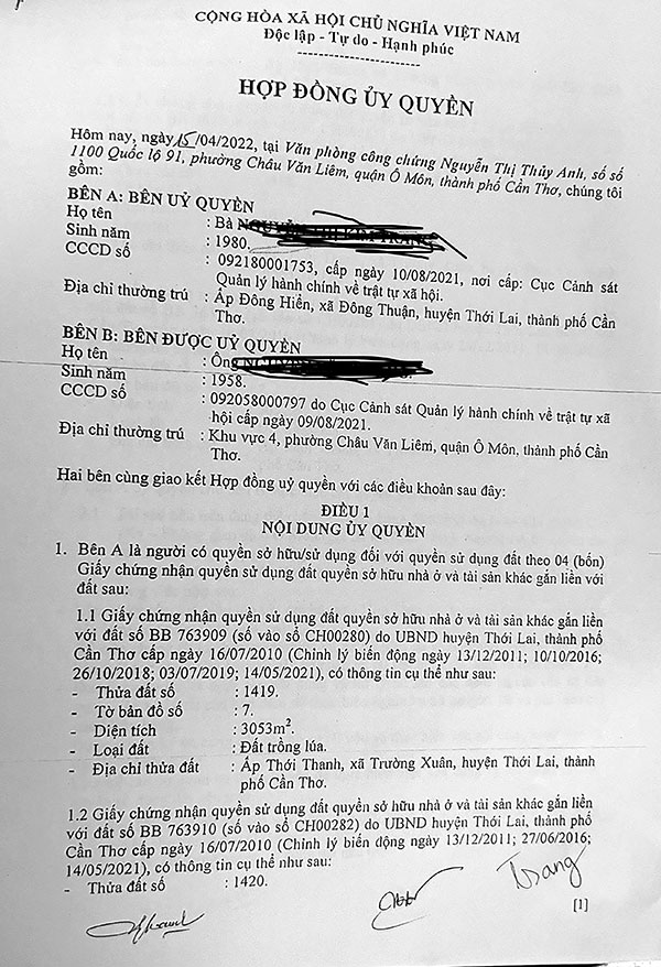 Ðất được hợp đồng ủy quyền
